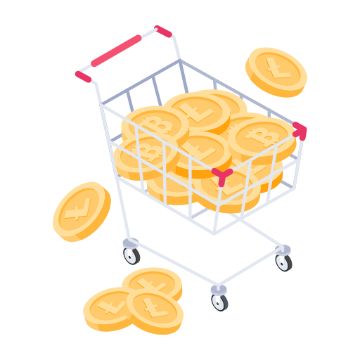 carrito de bitcoins icono gratis