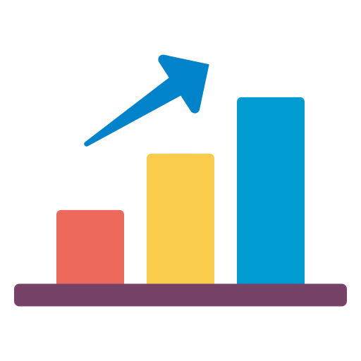 gráfico de barras con flecha hacia arriba icono gratis