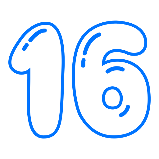 dieciséis icono gratis