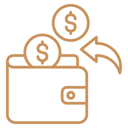 devolución de dinero icono gratis