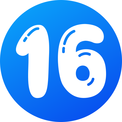 dieciséis icono gratis