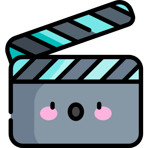 Clapperboard Kawaii Lineal color icon