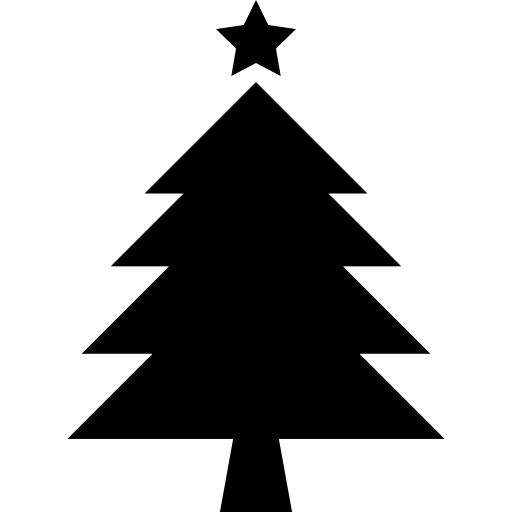 Árbol de navidad con estrella icono gratis