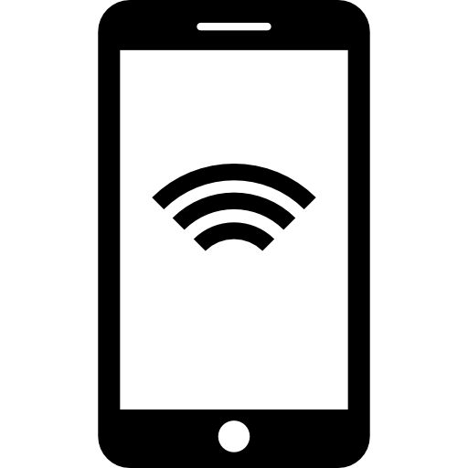 smartphone con internet senza fili  icona