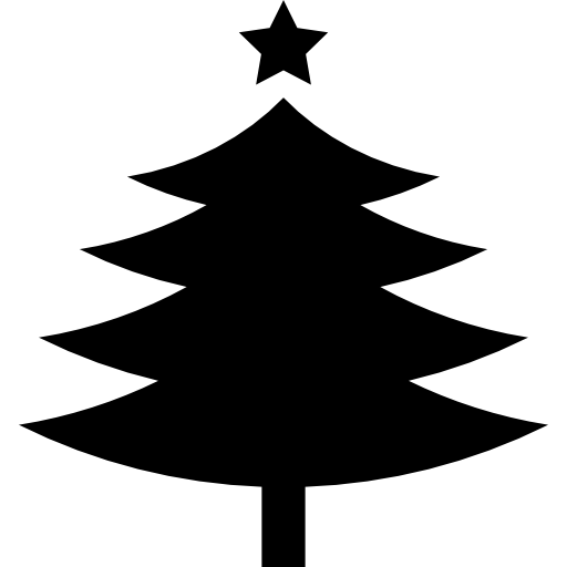 Árbol de navidad con una estrella de cinco puntas en la parte superior. icono gratis