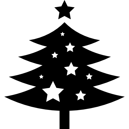 Árbol de navidad adornado con estrellas icono gratis