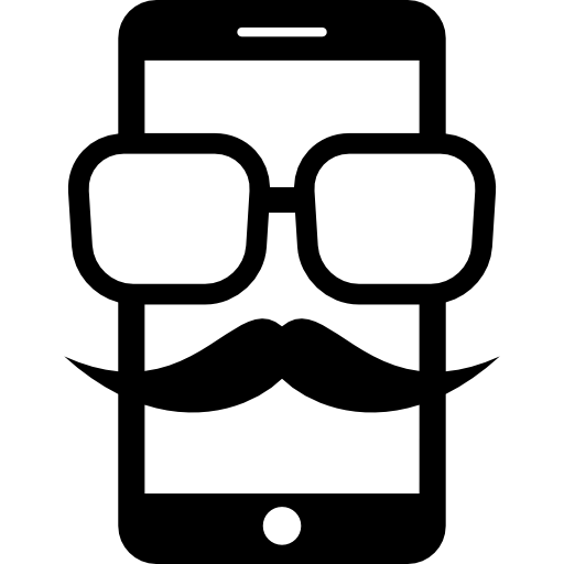 teléfono con gafas y bigote icono gratis