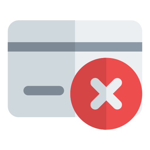 tarjeta de crédito denegada icono gratis