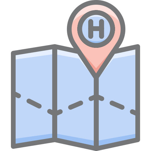 mapa de hospitales icono gratis