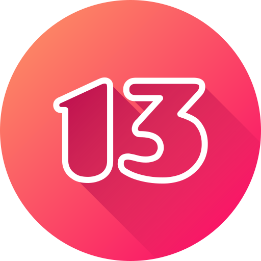 número 13 icono gratis