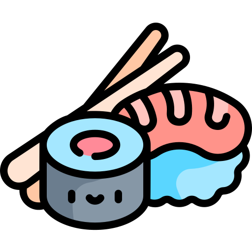 sushi Kawaii Lineal color icoon