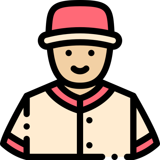 Baseball player Detailed Rounded Lineal color icon