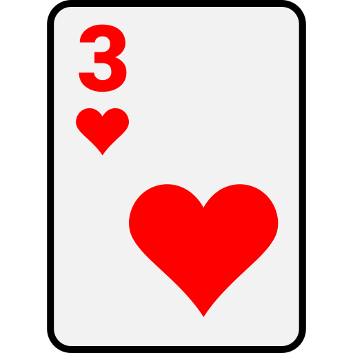 tres de corazones icono gratis