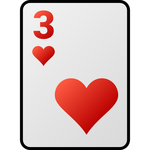 tres de corazones icono gratis