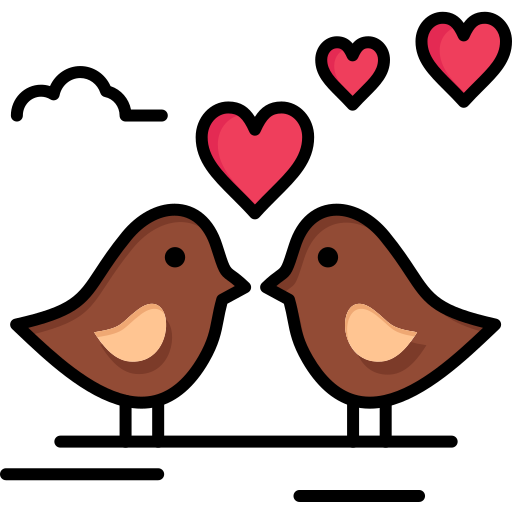 Love Birds Flatart Icons Lineal Color Icon