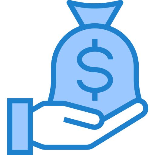 Money bag srip Blue icon