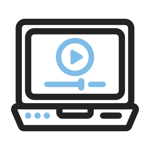 aprendizaje en vídeo icono gratis