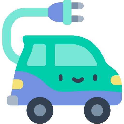 Electric car Kawaii Flat icon