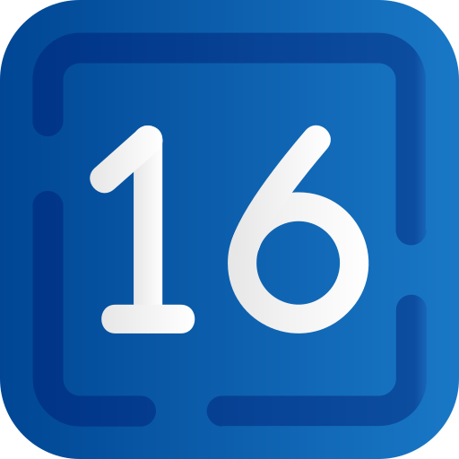 dieciséis icono gratis