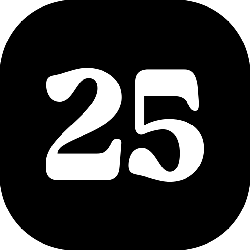 número 25 grátis ícone