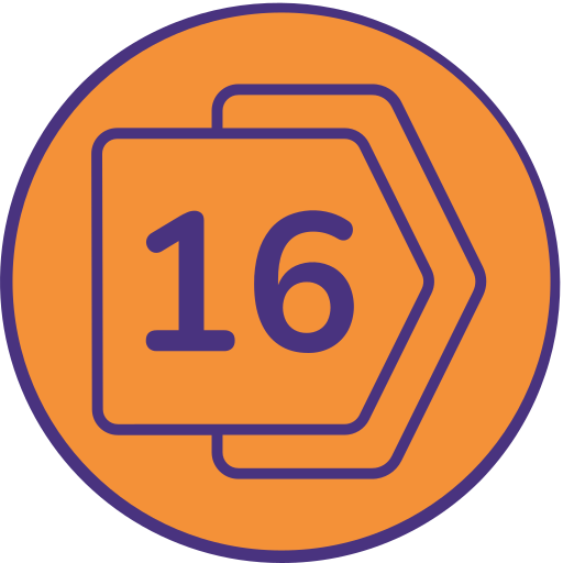 dieciséis icono gratis