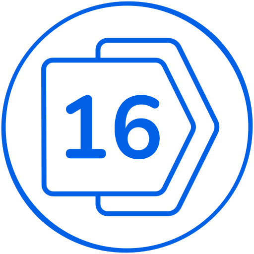 dieciséis icono gratis