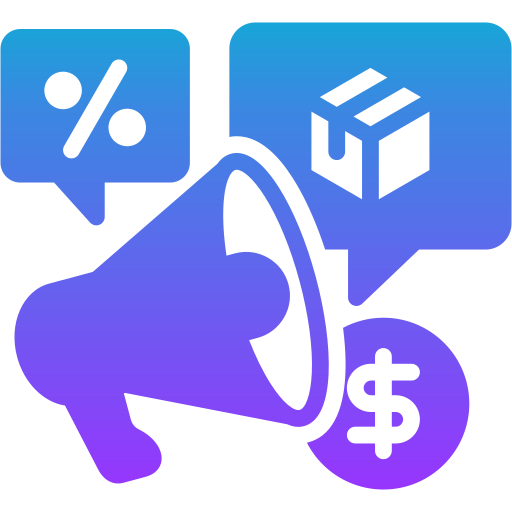 mercadeo de producto icono gratis