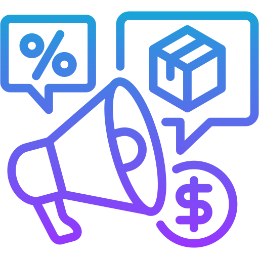 mercadeo de producto icono gratis