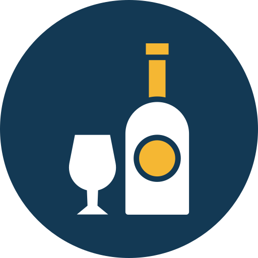 Wine bottle and glass icon free icon