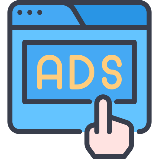 anuncios en línea icono gratis