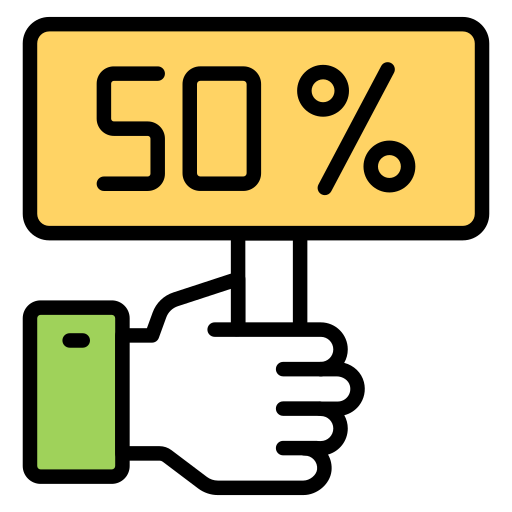 50 por ciento icono gratis
