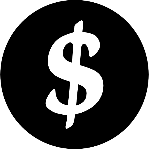 Каллиграфический знак доллара на круге бесплатно иконка