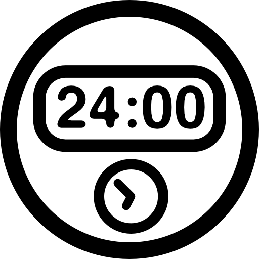 24 hours round clock free icon