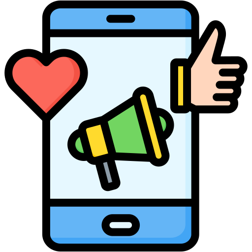 marketing de medios sociales icono gratis