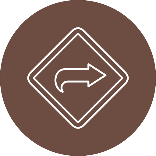 Curved right free icon