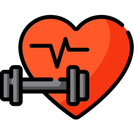 Strong, heart, dumbbell, workout, rate, healthy, fitness icon