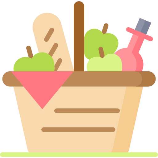 picnic basket with food clipart free