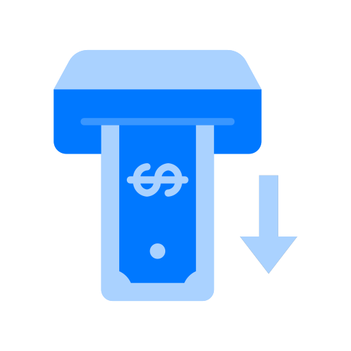 retirar dinero en efectivo icono gratis
