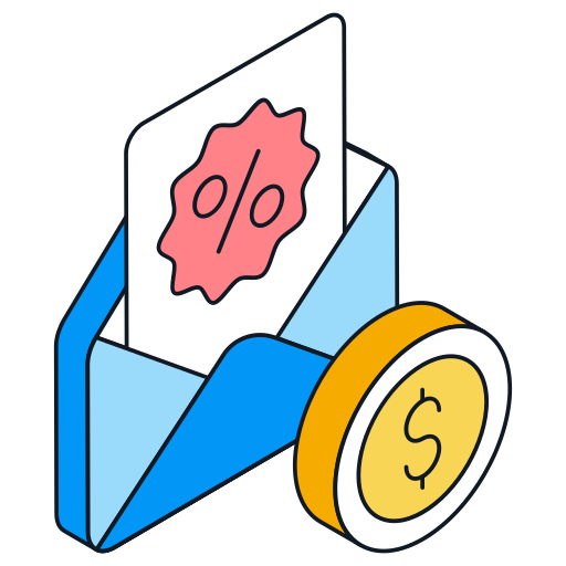 correo de descuento icono gratis