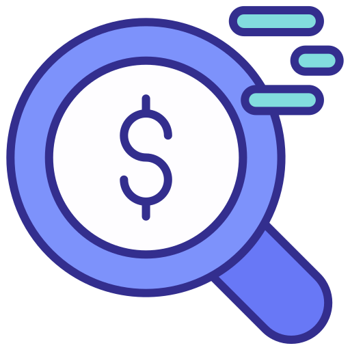 búsqueda de dinero icono gratis