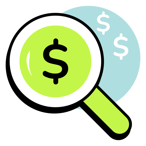 búsqueda de dinero icono gratis