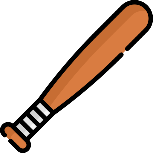 Baseball Bat Kawaii Lineal Color Icon 