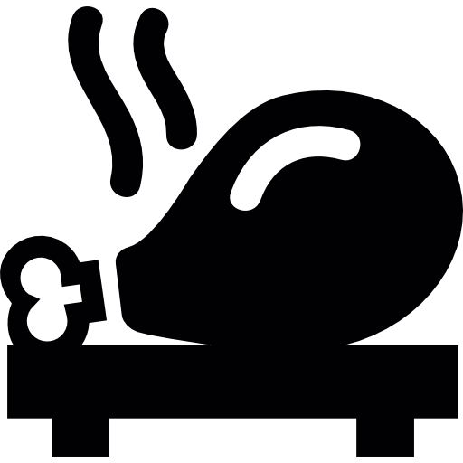 Жареная куриная ножка на тарелке бесплатно иконка