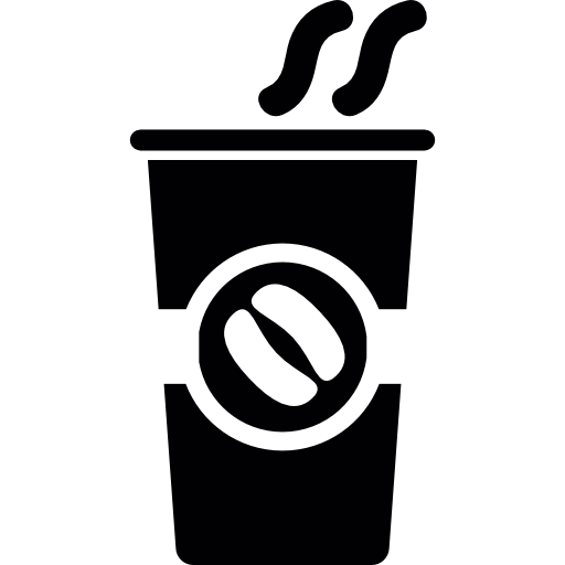 Hot coffee on a tall paper cup free icon