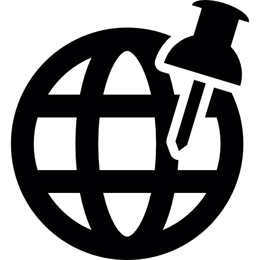 empuje el pasador en una cuadrícula mundial icono gratis