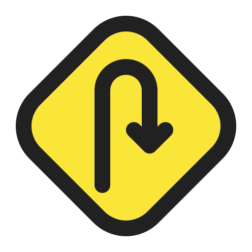 giro en u icono gratis