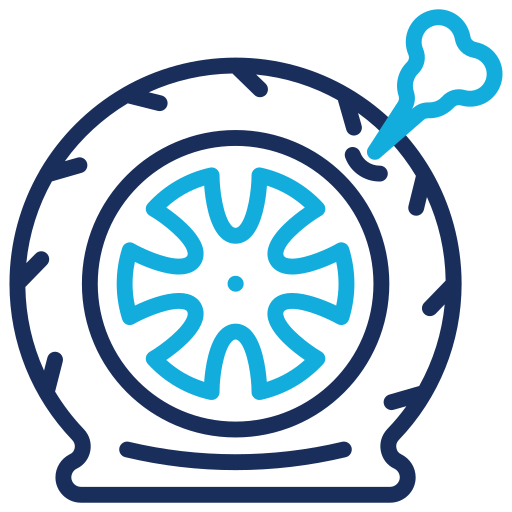 Punctured tire free icon Punctured tire free icon
