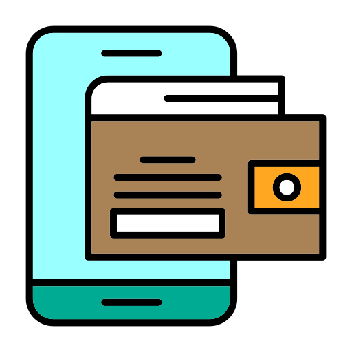 monedero móvil icono gratis