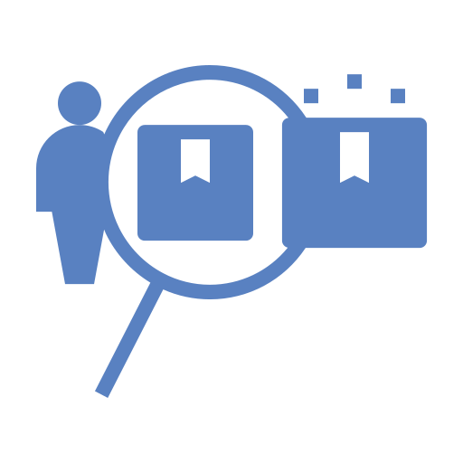 investigación de productos icono gratis