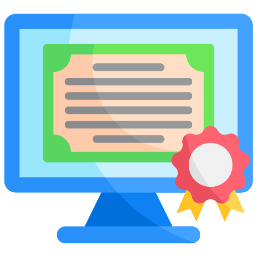 certificado en línea icono gratis
